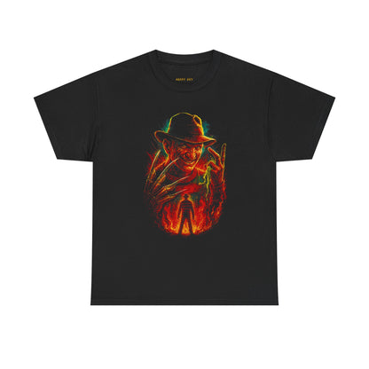 Horror Tee — Fiery Freddy Krueger Silhouette Graphic T-Shirt