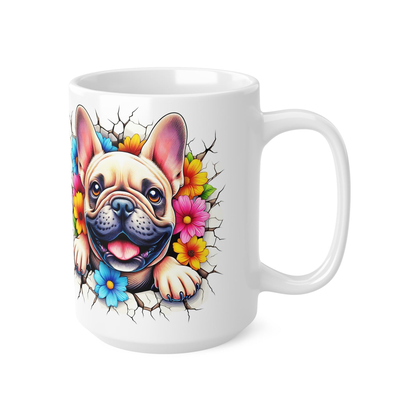 French Bulldog Floral Ceramic Coffee Cup – 11oz & 15oz