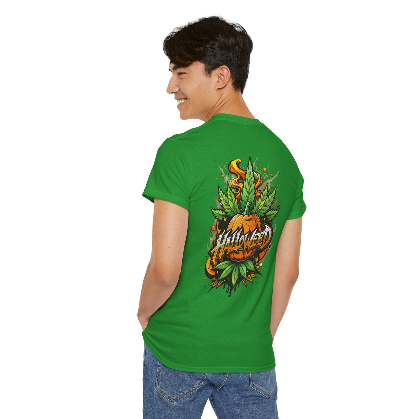 Hallowed Harvest Tee — Halloween Mask & Pumpkin Graphic T-Shirt