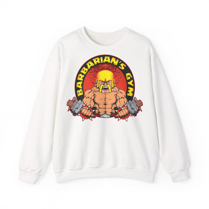 Barbarian's Gym Crewneck Sweatshirt - Heavy Blend Unisex White