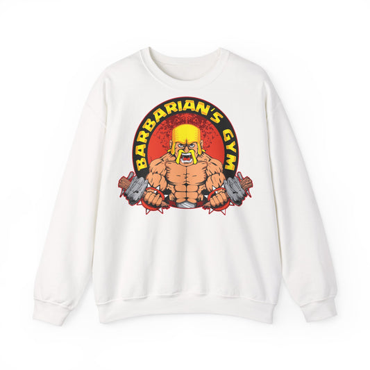 Barbarian's Gym Crewneck Sweatshirt - Heavy Blend Unisex White