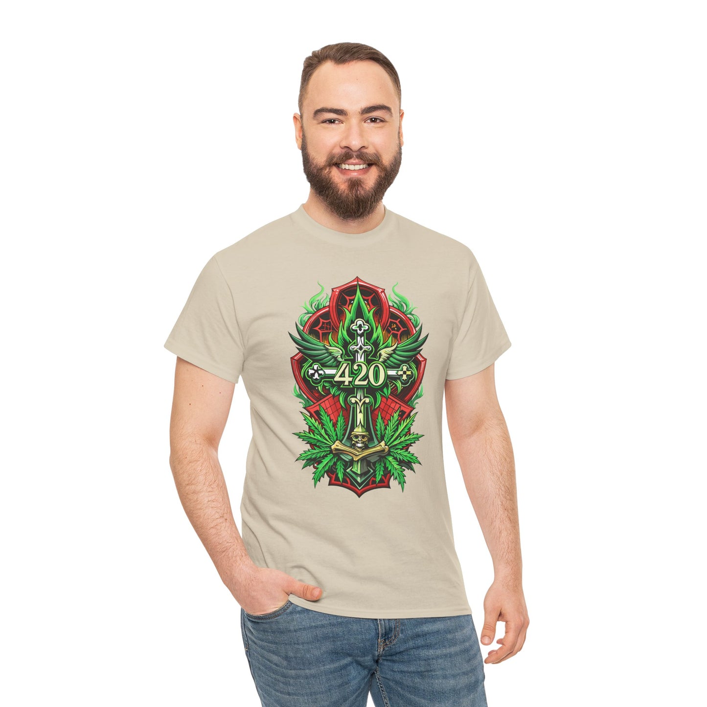 420 Cannabis Shield T-Shirt – Marijuana Leaf Stoner Graphic Tee