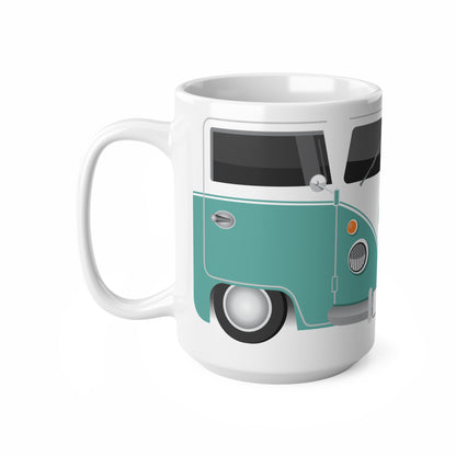 Vintage VW Bus Ceramic Coffee Mug - 11oz & 15oz - Perfect for Auto Enthusiasts Light Blue