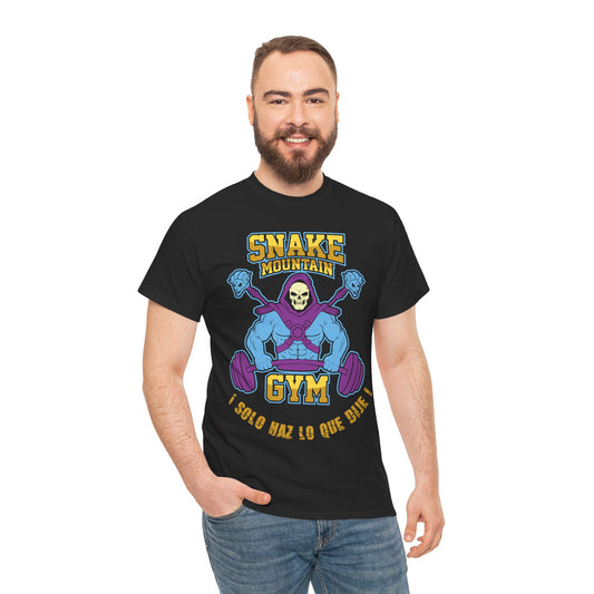Unisex Heavy Cotton Tee - Snake Mountain Gym Graphic T-Shirt Black