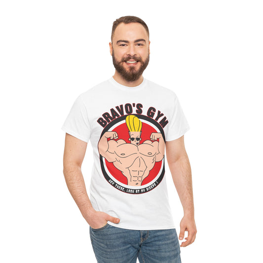 Motivational Gym T-Shirt - Bravo's Gym Design - Unisex Heavy Cotton Tee White