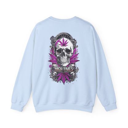 Skull & Purple Cannabis Leaf- "High Times" Graphic Sweatshirt