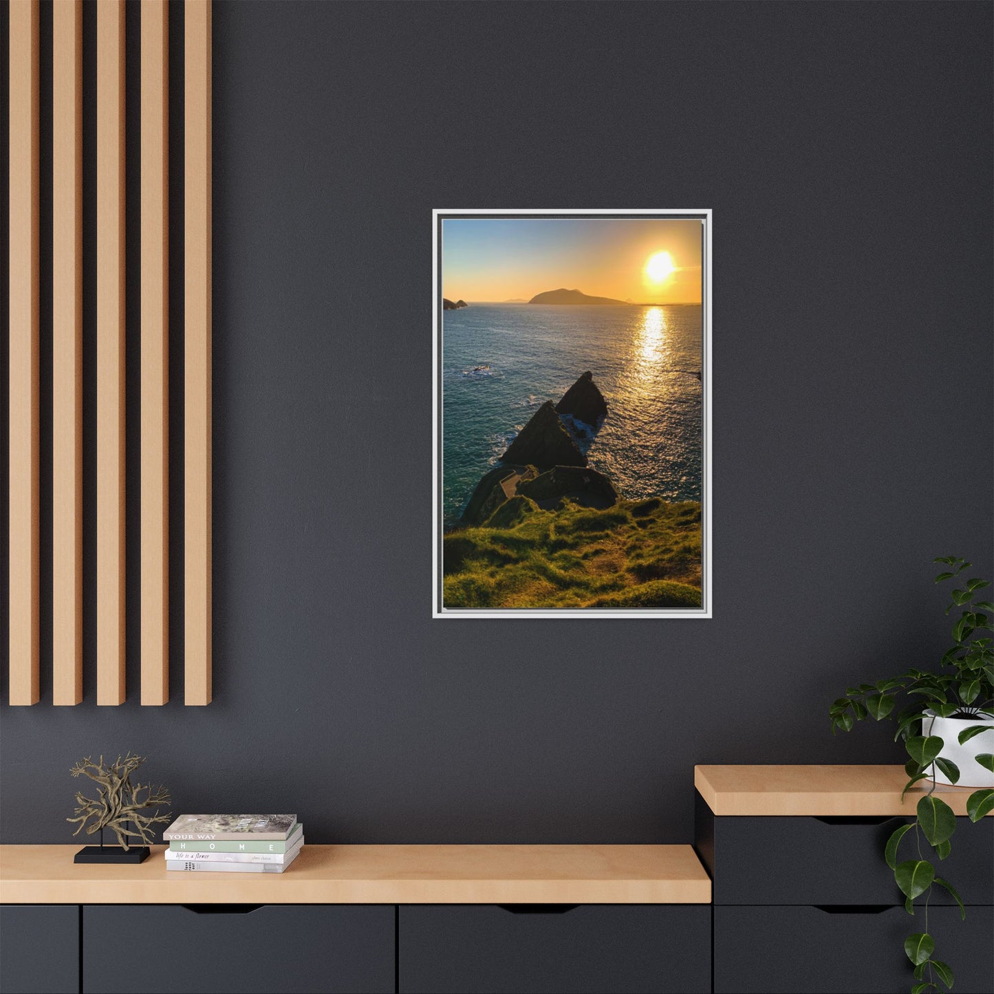 Dunquin Pier Sunset 2 Matte Canvas, Framed (Multi-color)