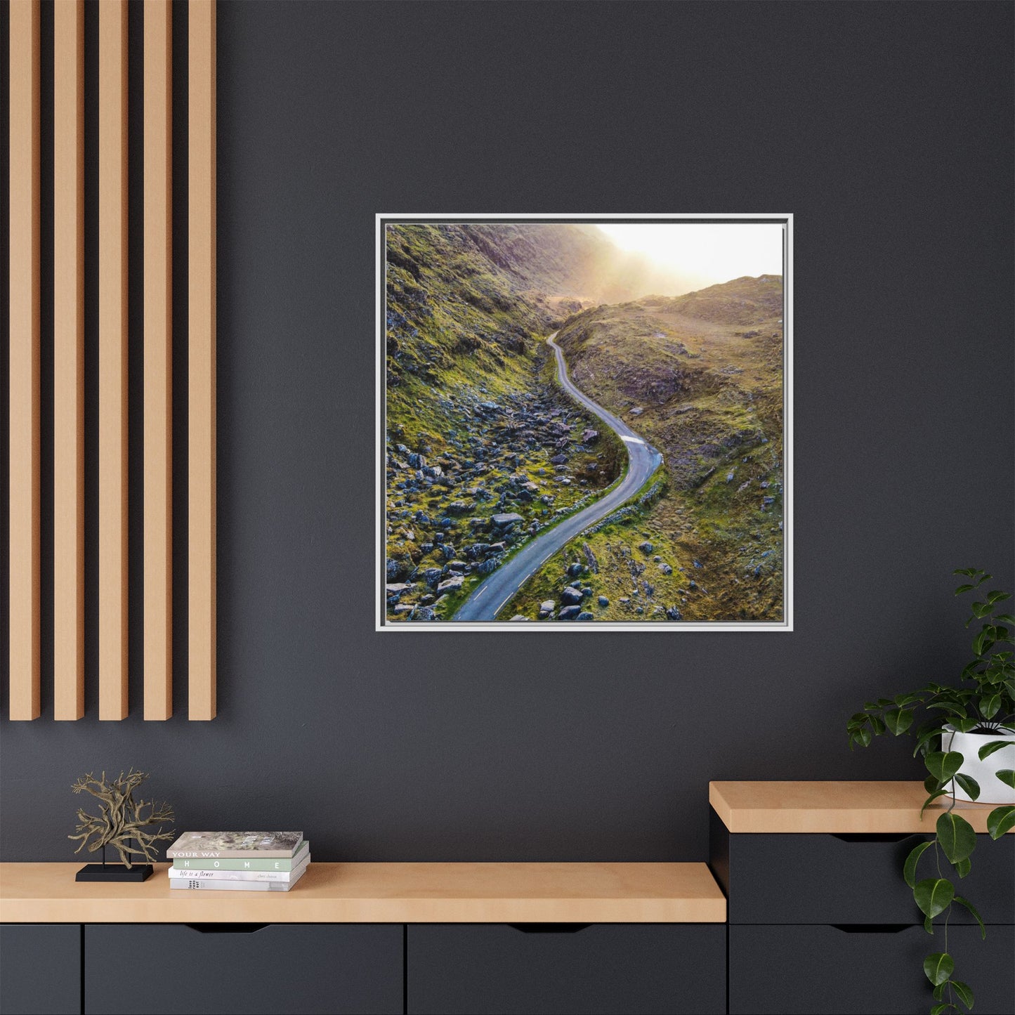 Valley Road Matte Canvas, Framed (Multi-color)