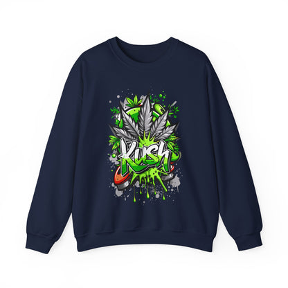 Kush Graffiti Sweatshirt — Green Cannabis Leaf Street Art