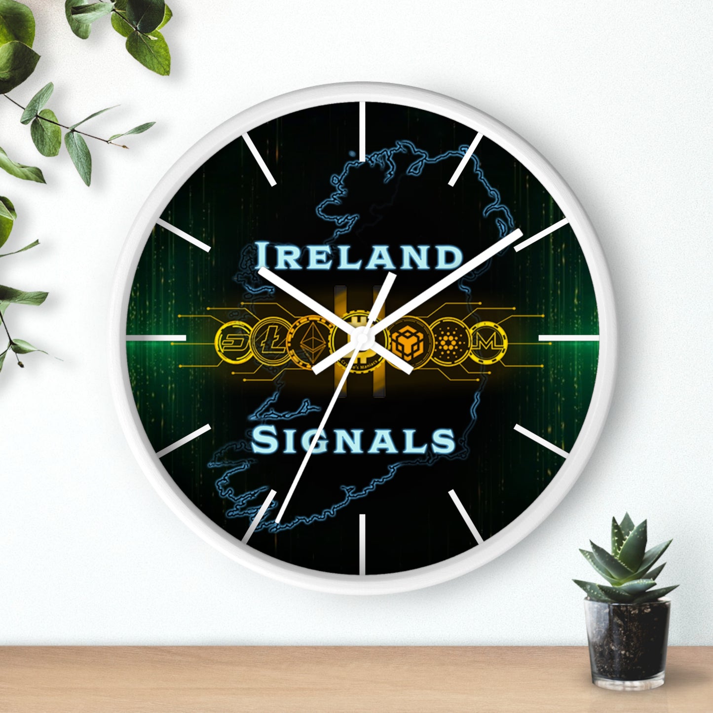 Ireland Signals Wall Clock — Celtic Tech Map Decorative Clock
