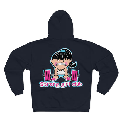 Strong Girl Club Unisex Hooded Zip Sweatshirt - Empowering Workout Hoodie