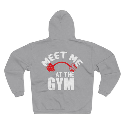Unisex Gym Motivation Zip Hoodie - 'Meet Me at the Gym'