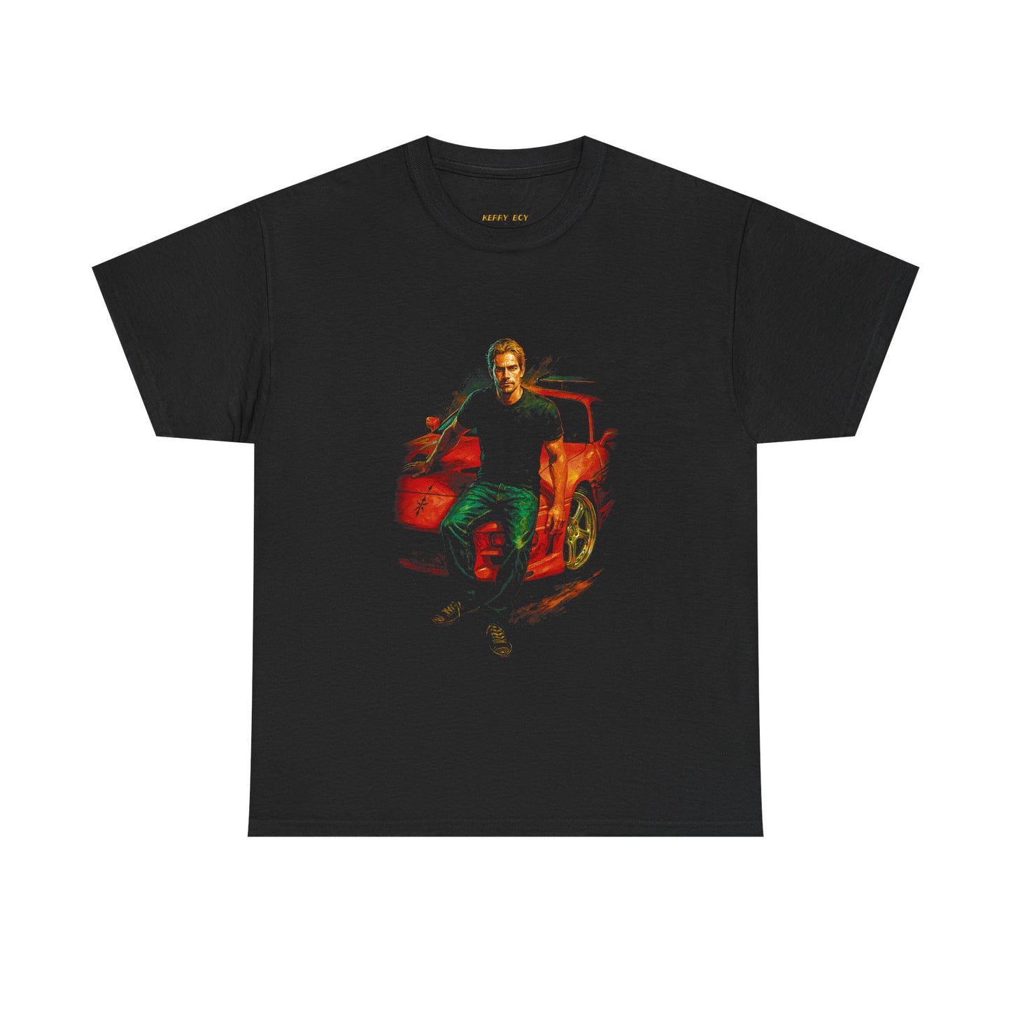 Vintage Action Movie Tee — Hero with Red Car Graphic