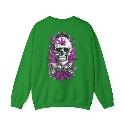 Skull & Purple Cannabis Leaf- "High Times" Graphic Sweatshirt
