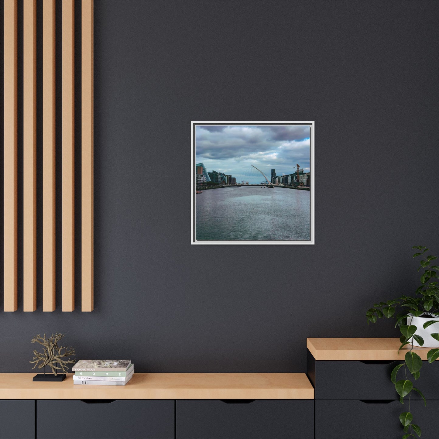 Samuel Beckett Bridge Matte Canvas, Framed (Multi-color)