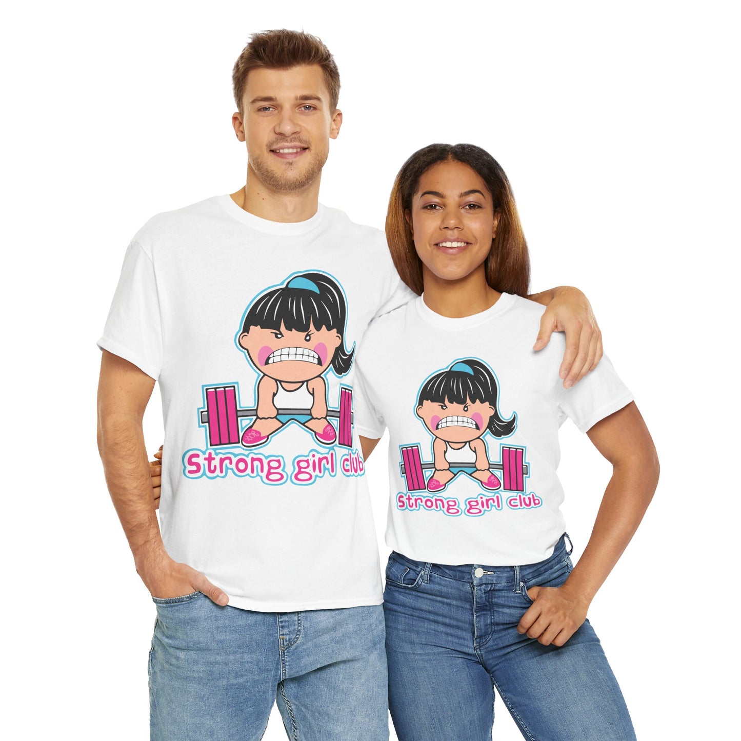 Strong Girl Club Unisex Heavy Cotton Tee - Empowering Fitness Shirt White