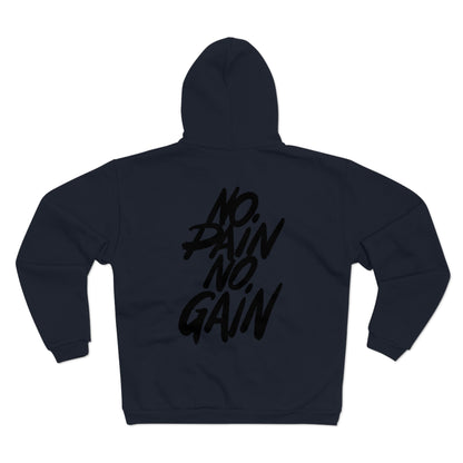 No Pain No Gain Unisex Hooded Zip Sweatshirt - Fitness Motivation