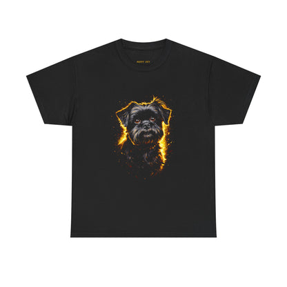 Dog Portrait Tee — Fiery Black Dog Graphic T‑Shirt for Dog Lovers