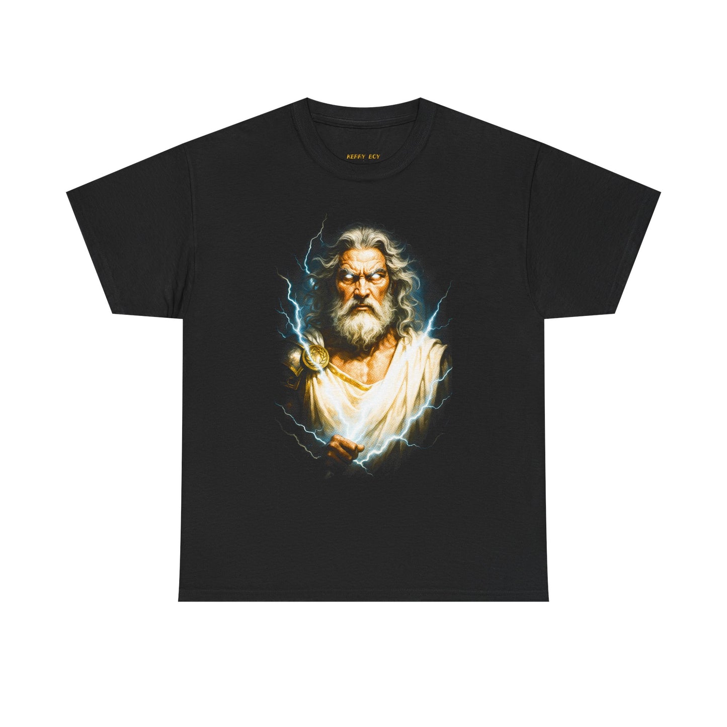 God Portrait T-Shirt — Vintage Lightning Zeus Graphic Tee