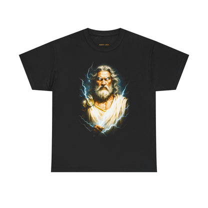 God Portrait T-Shirt — Vintage Lightning Zeus Graphic Tee