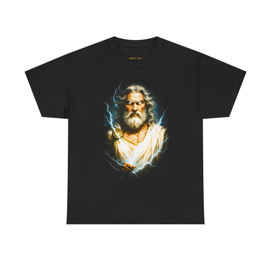 God Portrait T-Shirt — Vintage Lightning Zeus Graphic Tee