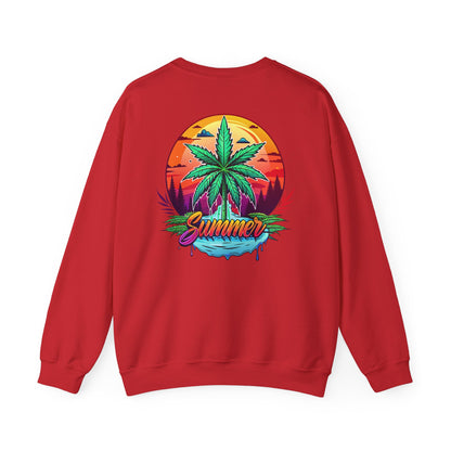 Summer Cannabis Leaf Swaetshirt – Retro Tropical Sunset