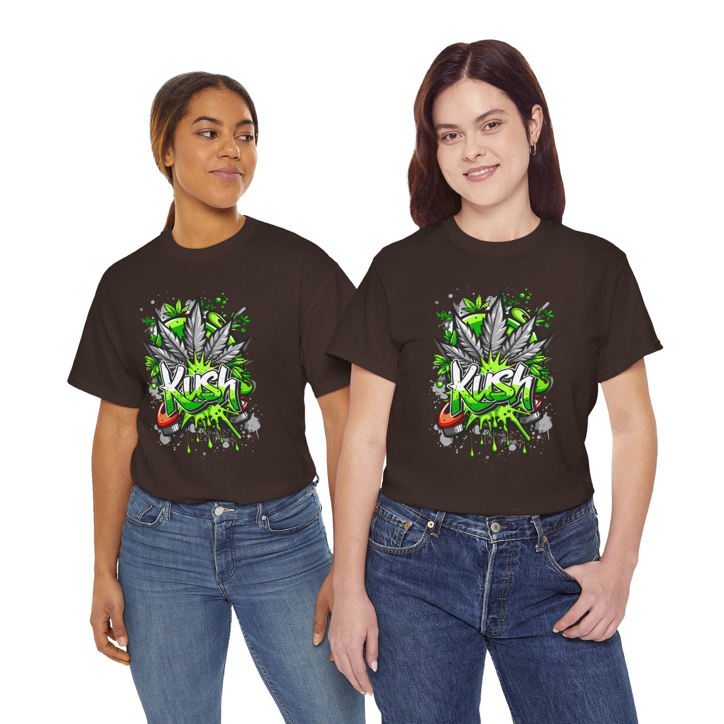 Kush Graffiti T-Shirt — Green Cannabis Leaf Street Art Tee