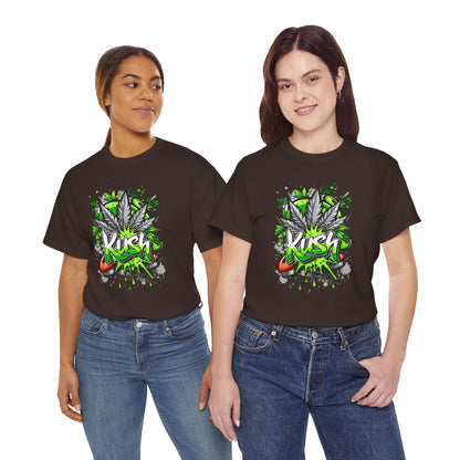 Kush Graffiti T-Shirt — Green Cannabis Leaf Street Art Tee