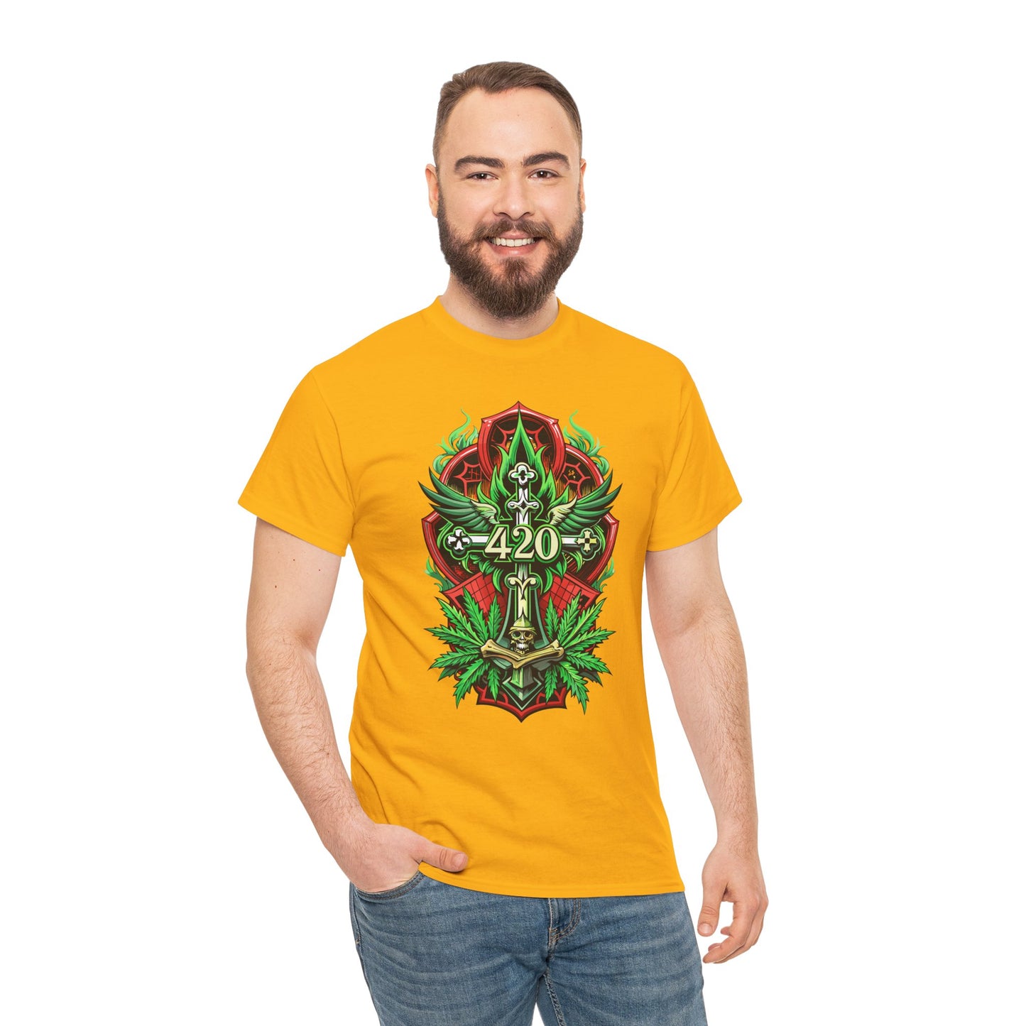 420 Cannabis Shield T-Shirt – Marijuana Leaf Stoner Graphic Tee