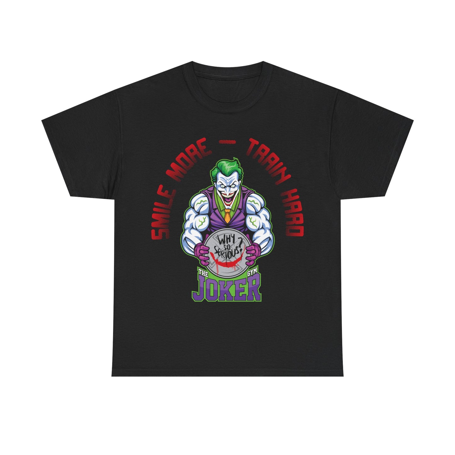 Joker Workout Tee - Smile More, Train Hard Unisex Heavy Cotton T-Shirt Black