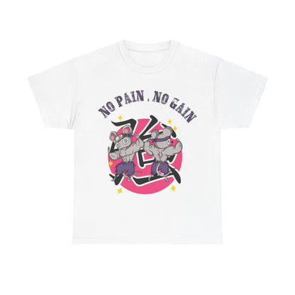 Motivational Unisex Heavy Cotton Tee - 'No Pain, No Gain' Fitness T-Shirt White