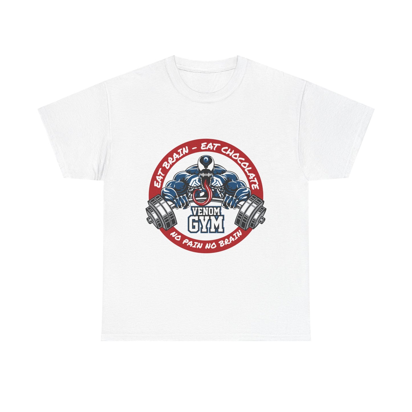 Venom Gym Unisex Heavy Cotton Tee - Eat Brain Eat Chocolate Design White