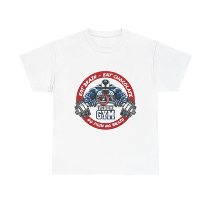 Venom Gym Unisex Heavy Cotton Tee - Eat Brain Eat Chocolate Design White