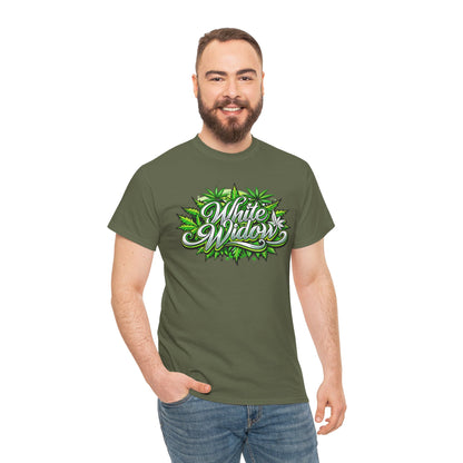 White Widow Graphic Tee — Cannabis Leaf Logo T-Shirt
