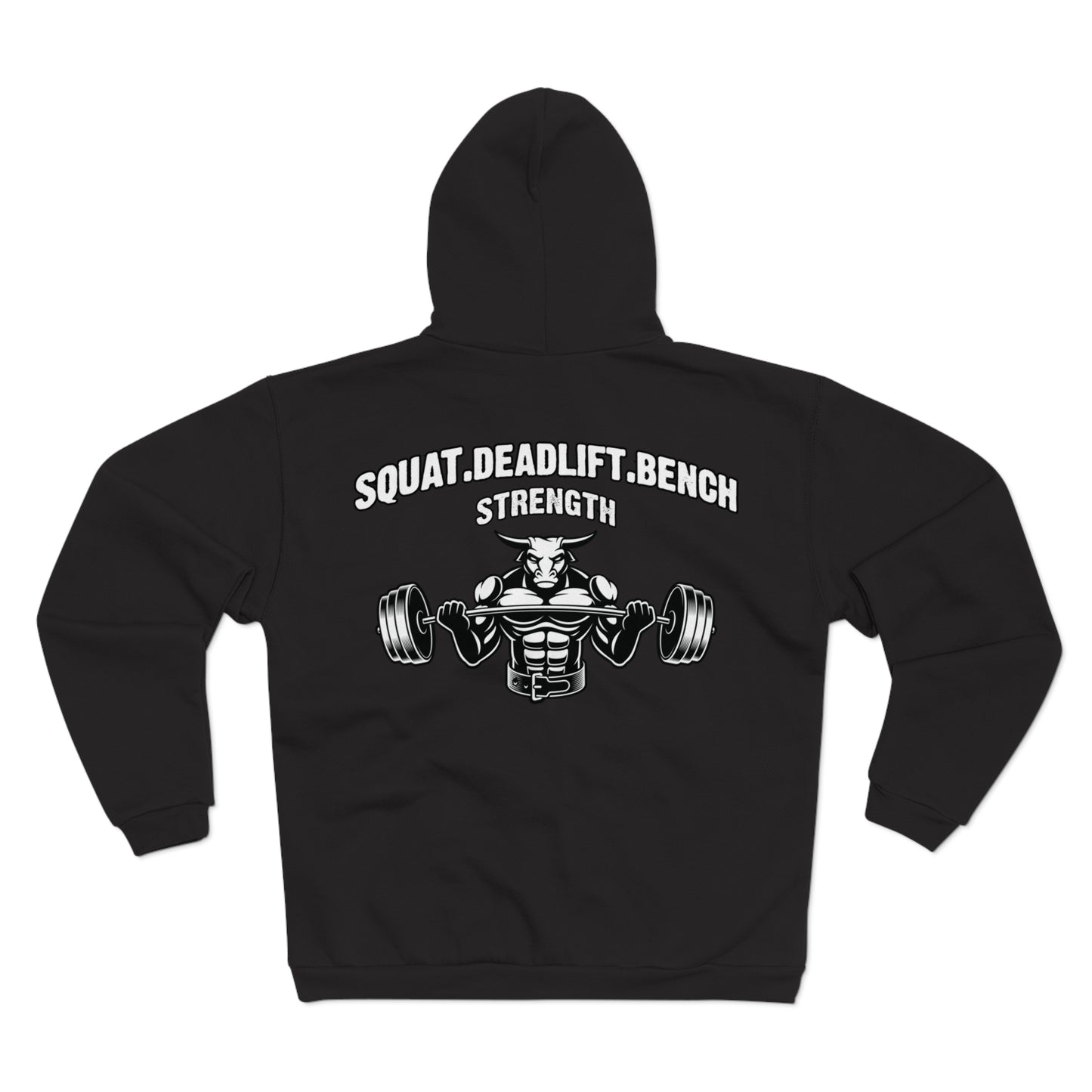 Strength Training Unisex Hooded Zip Sweatshirt - Squat, Deadlift, Bench Design