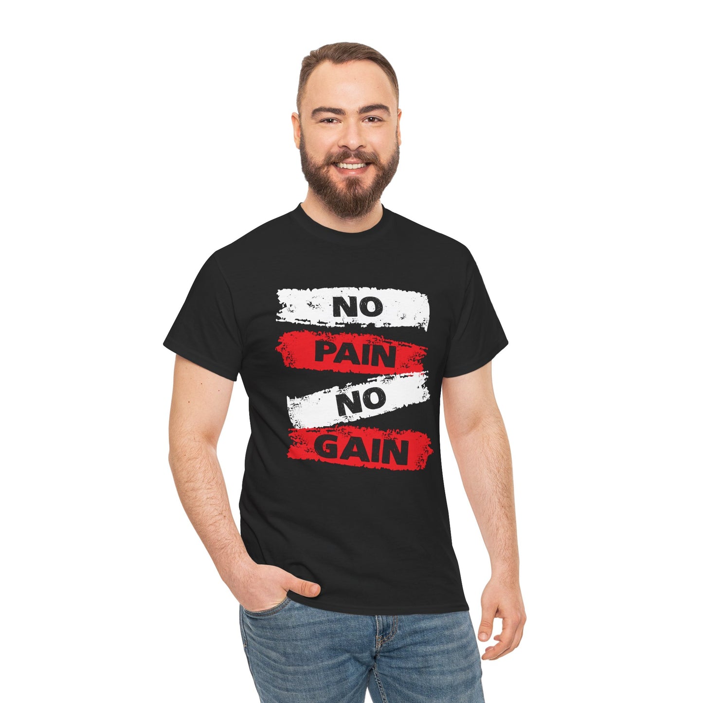 Motivational Workout Tee - 'No Pain No Gain' Unisex Heavy Cotton Shirt