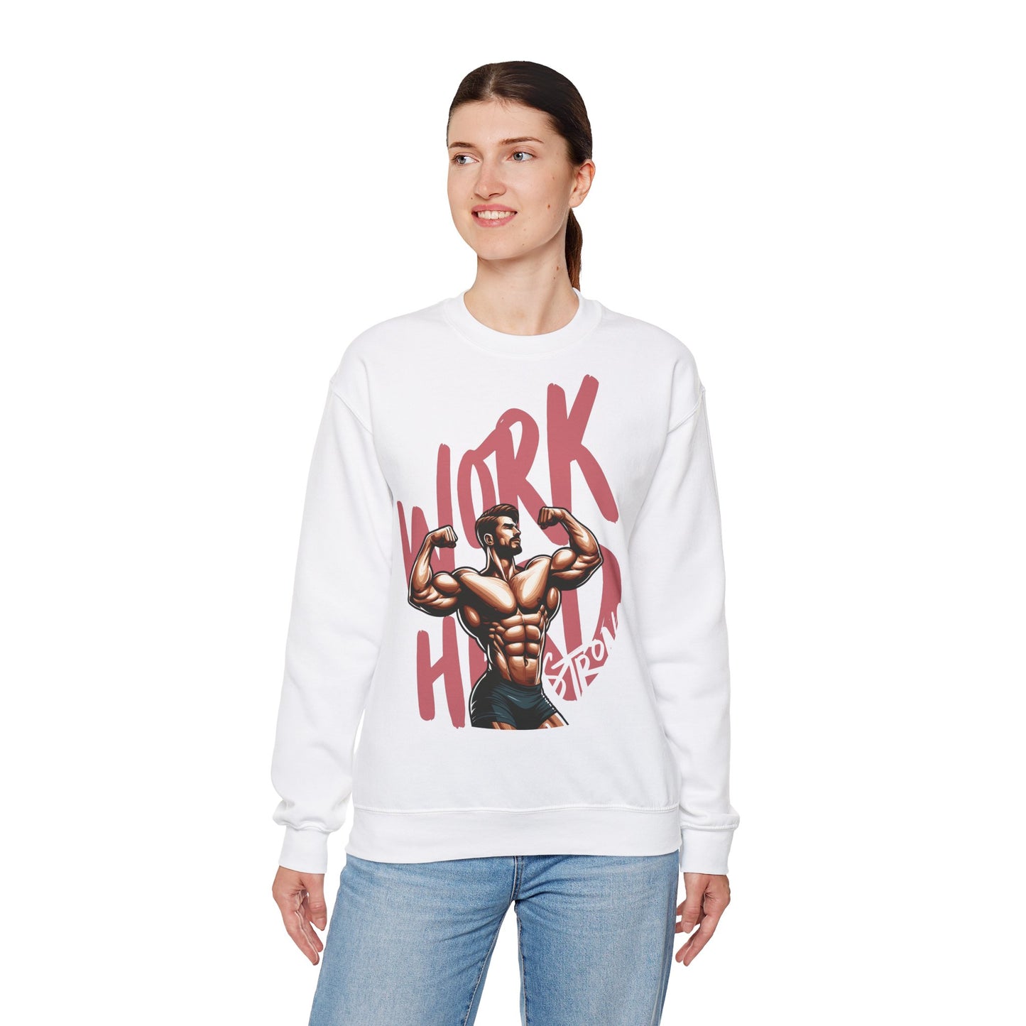 Work Hard Strong  Unisex Heavy Blend™ Crewneck Sweatshirt - Motivational Fitness Apparel