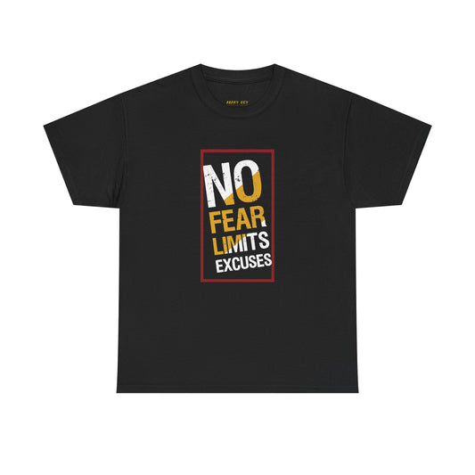 Motivational Unisex Heavy Cotton Tee - "No Fear, No Limits, No Excuses"