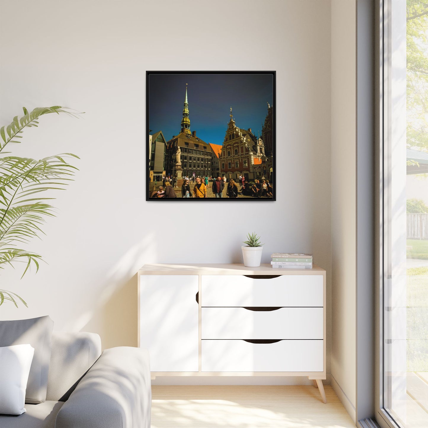 Riga Old Town Matte Canvas, Framed (Multi-color)
