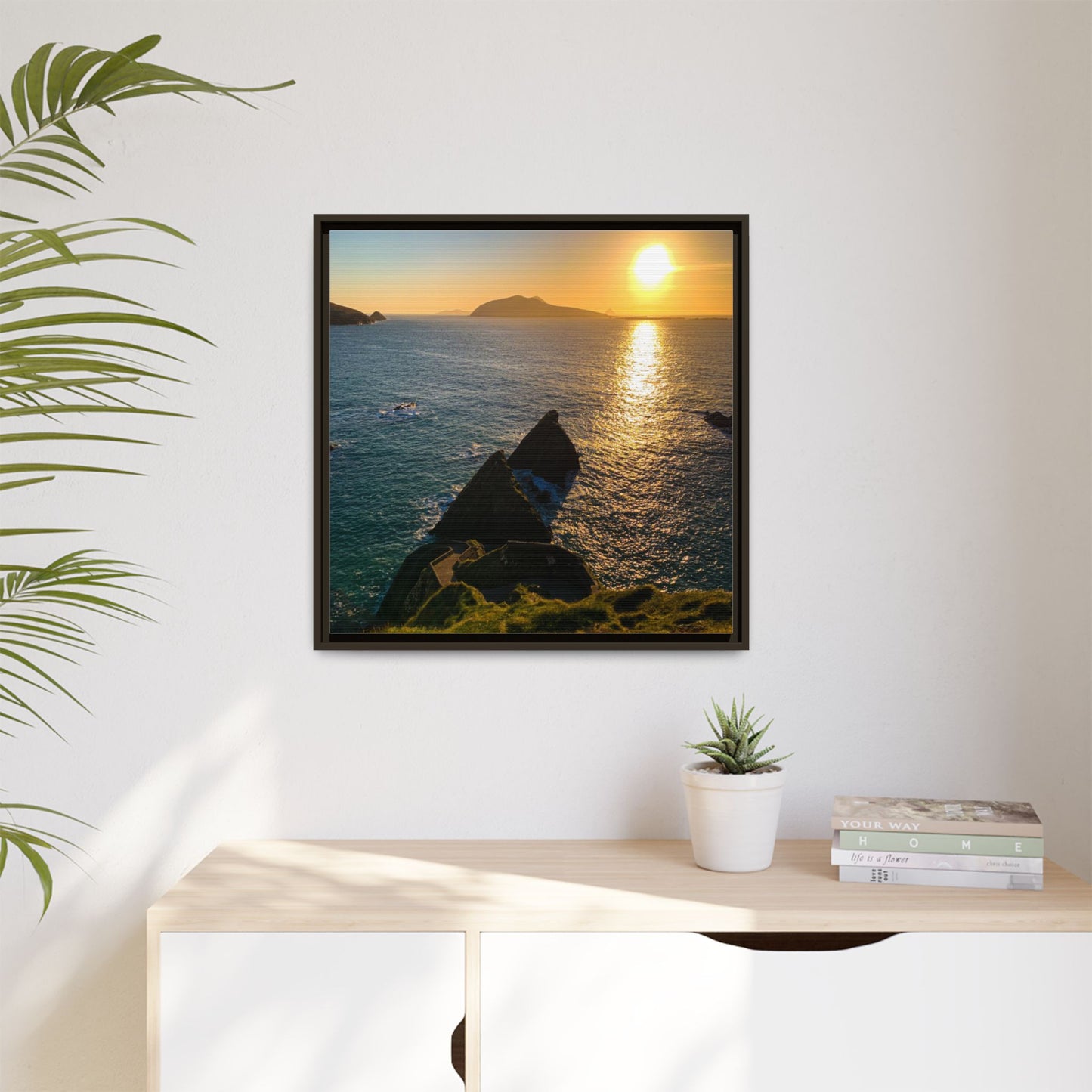 Dunquin Pier Sunset 2 Matte Canvas, Framed (Multi-color)