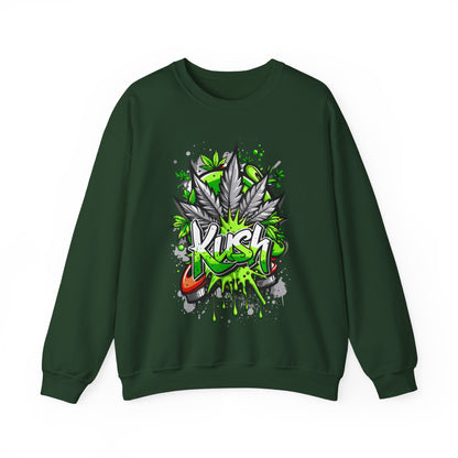 Kush Graffiti Sweatshirt — Green Cannabis Leaf Street Art