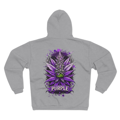 Purple Cannabis Bud Zip Hoodie — Bold Psychedelic Marijuana Graphic Zip