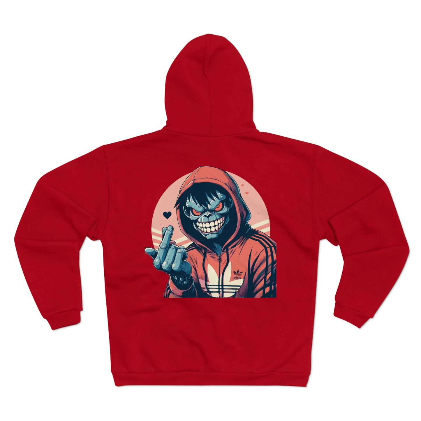 Edgy Graphic Hoodie for Casual Wear - Unisex Hooded Zip Sweatshirt