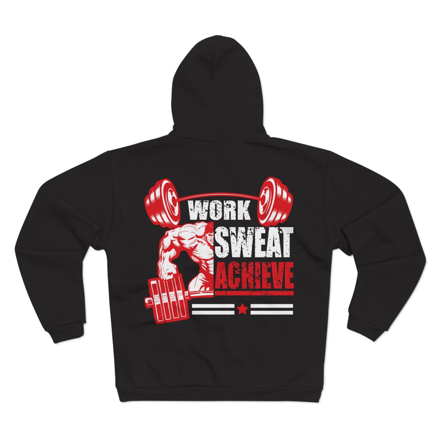 Motivational Fitness Hoodie - 'Work Sweat Achieve' Unisex Zip Sweatshirt