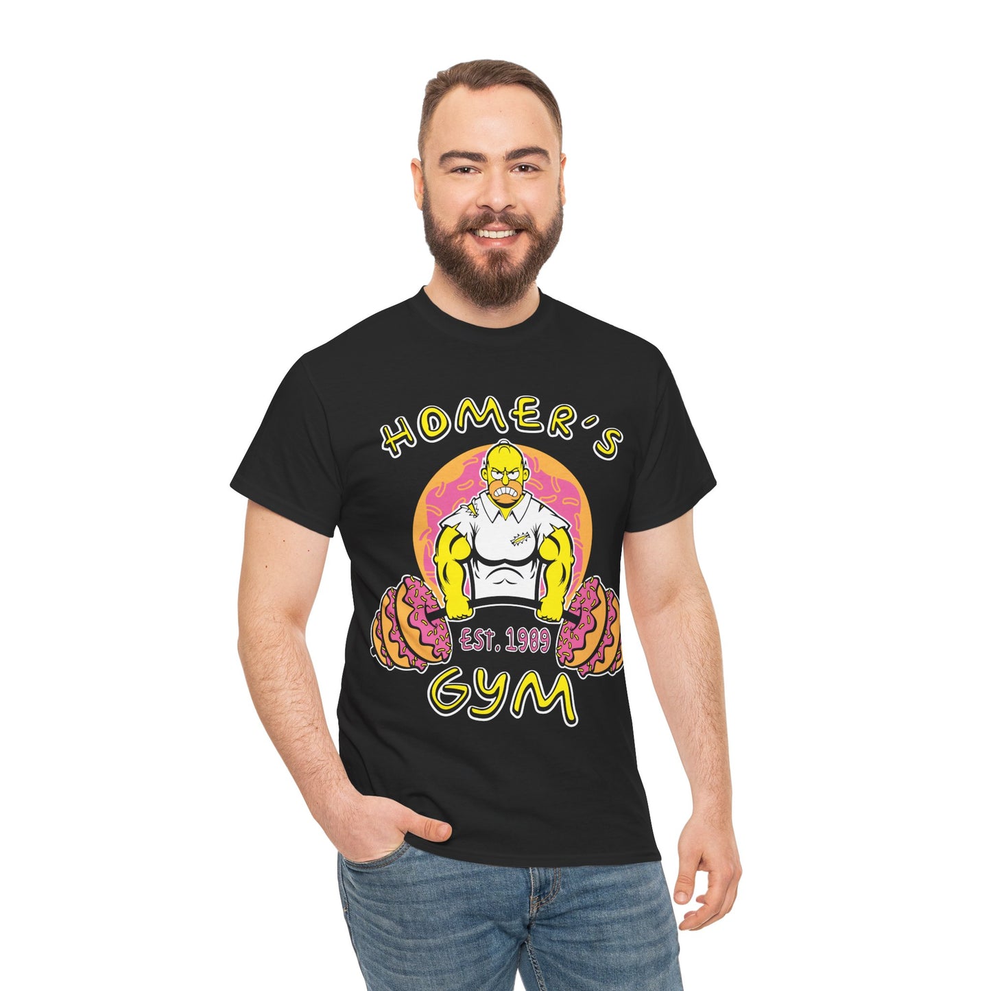 Homer Gym Black Unisex Heavy Cotton Tee