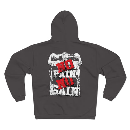 No Pain No Gain Unisex Hooded Zip Sweatshirt - Perfect for Gym Enthusiasts