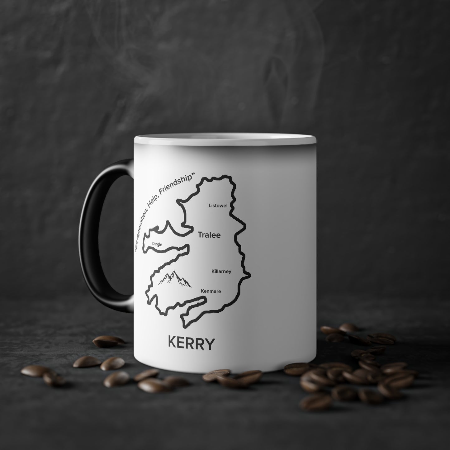 Kerry Magic Mug: Color - Changing Coffee Cup with Artistic Map Design