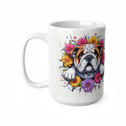 Bulldog Floral Ceramic Coffee Mug - 11oz/15oz