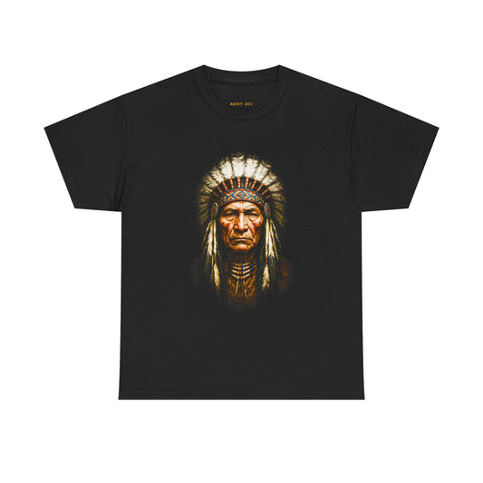 Native Chief Portrait T-Shirt — Vintage Native American Headdress Tee