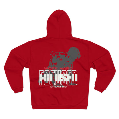 Motivational Unisex Hooded Zip Sweatshirt - 'Work Hard, Dream Big'